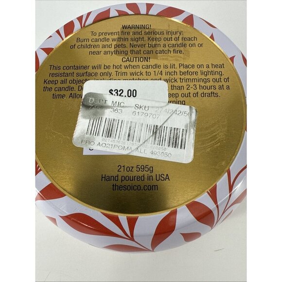 Aqua De Soi Pomander Cinnamon Scented Holiday Candle Natural Soy 21 Ounce NEW - Picture 5 of 7